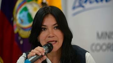 La ministra de Salud de Ecuador, Catalina Andramuño, durante una comparecencia