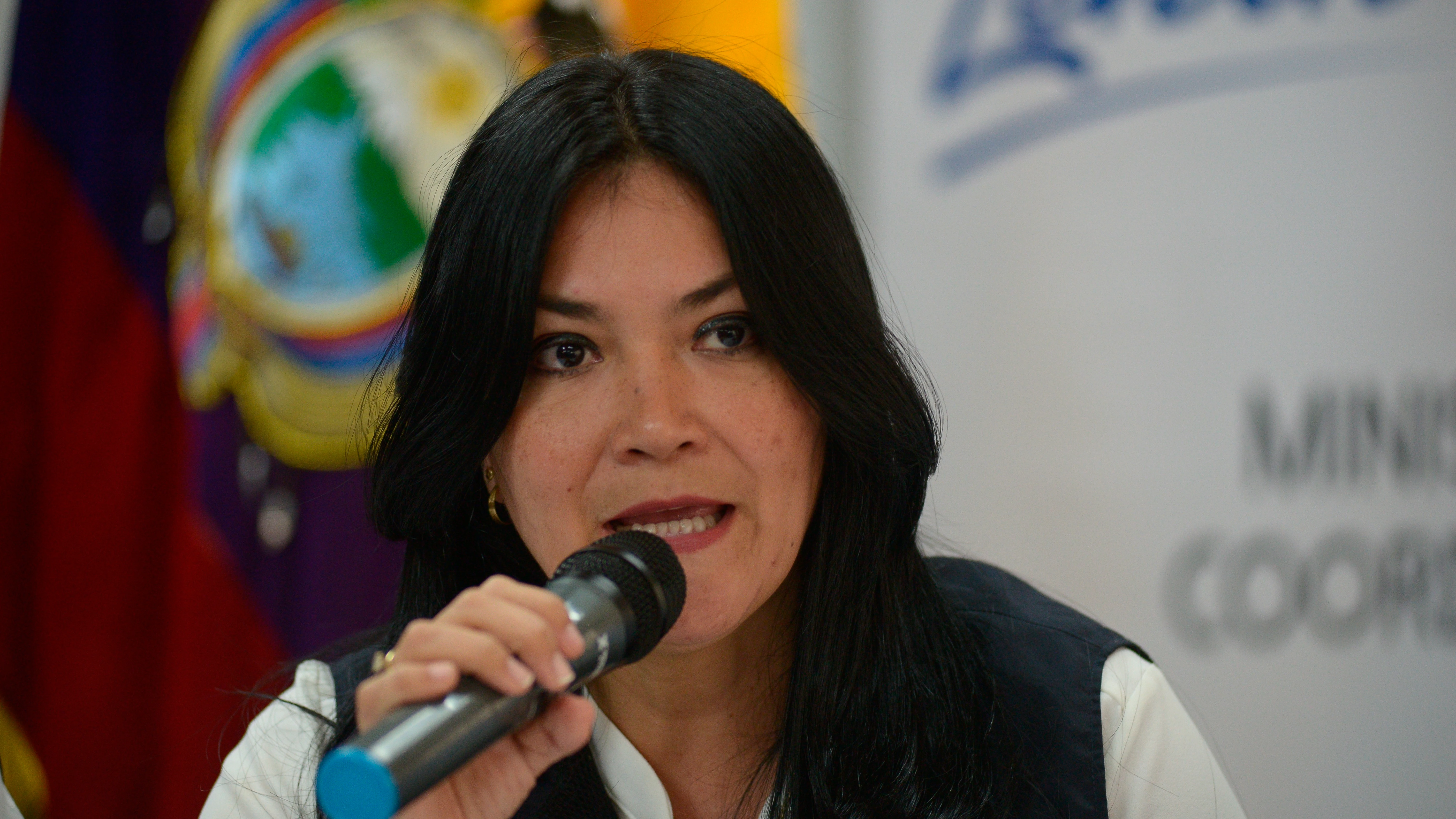 La ministra de Salud de Ecuador, Catalina Andramuño, durante una comparecencia