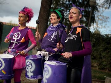 Imagen de varias mujeres en la marcha feminista celebrada en Verín, Orense. Imagen de varias mujeres en la marcha feminista celebrada en Verín, Orense.
