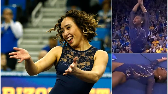 Katelyn Ohashi, a la izquierda; a la derecha, Nia Dennis Katelyn Ohashi, a la izquierda; a la derecha, Nia Dennis