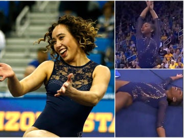 Katelyn Ohashi, a la izquierda; a la derecha, Nia Dennis Katelyn Ohashi, a la izquierda; a la derecha, Nia Dennis