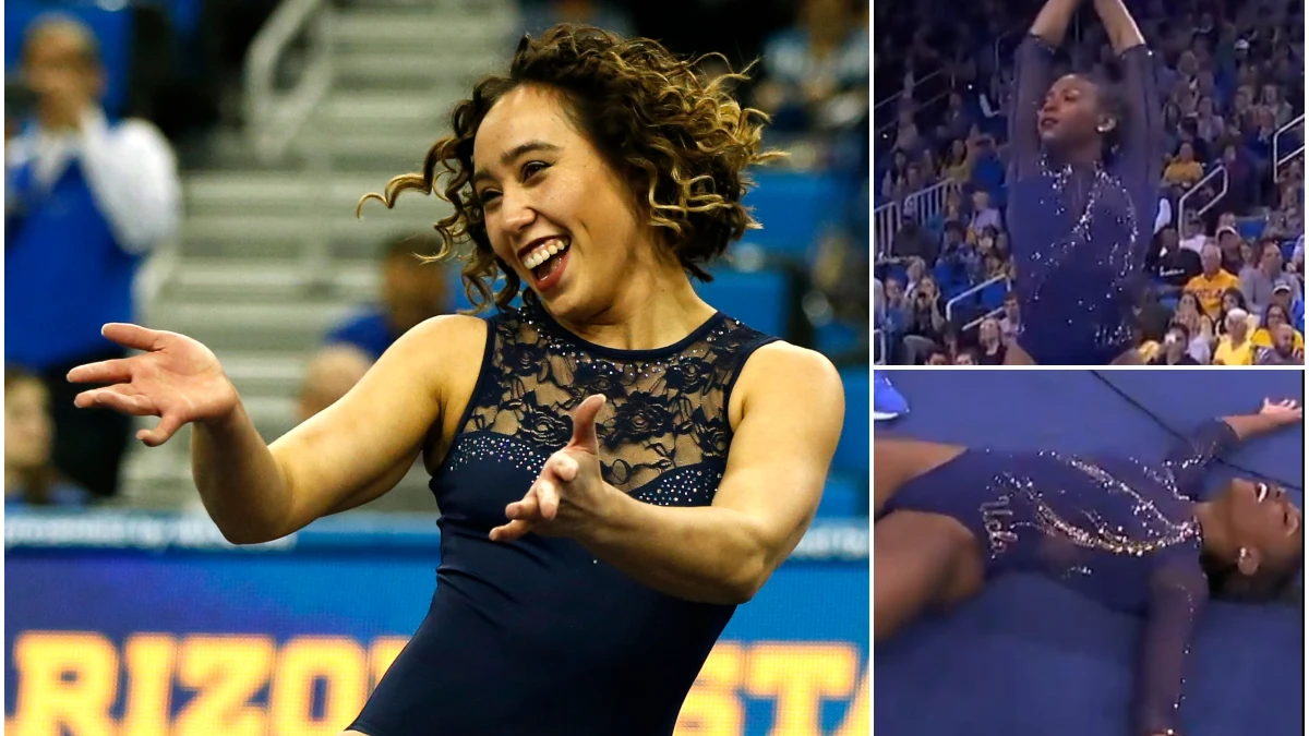 Katelyn Ohashi, a la izquierda; a la derecha, Nia Dennis