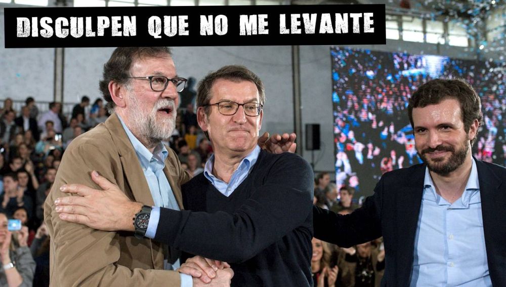 Nuñez Feijóo con Rajoy y Casado en un mitin en Orense
