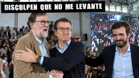 Nuñez Feijóo con Rajoy y Casado en un mitin en Orense Disculpen que no me levante