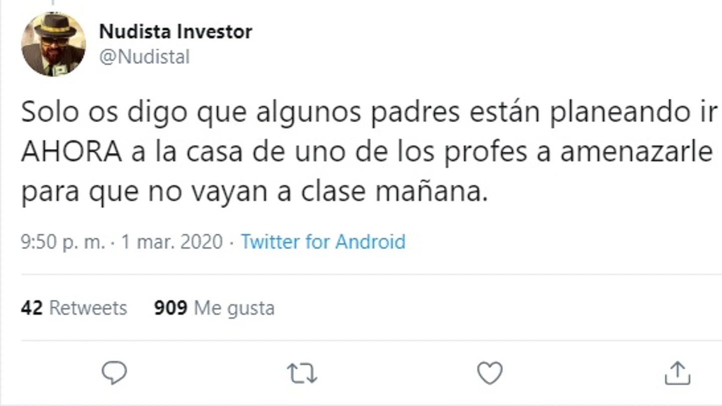 Uno de los tuits del divertido hilo publicado por @Nudistal Uno de los tuits del divertido hilo publicado por @Nudistal