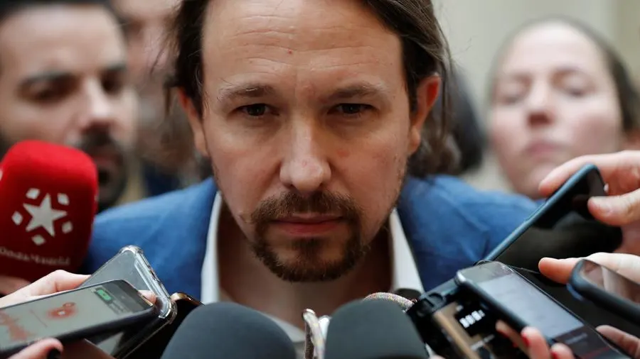 El vicepresidente segundo del Gobierno, Pablo Iglesias, tras la sesión de control al Gobierno en el pleno del Senado. 