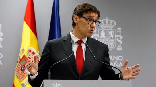 El ministro de Sanidad, Salvador Illa, durante la rueda de prensa. El ministro de Sanidad, Salvador Illa, durante la rueda de prensa.