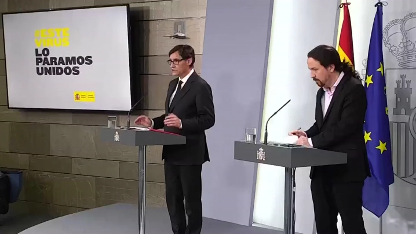 Comparecencia de Salvador Illa y Pablo Iglesias sobre la crisis del coronavirus, streaming en directo Comparecencia de Salvador Illa y Pablo Iglesias sobre la crisis del coronavirus, streaming en directo