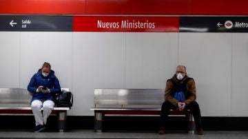 La estación de Nuevos Ministerios, en Madrid, en plena crisis por el coronavirus