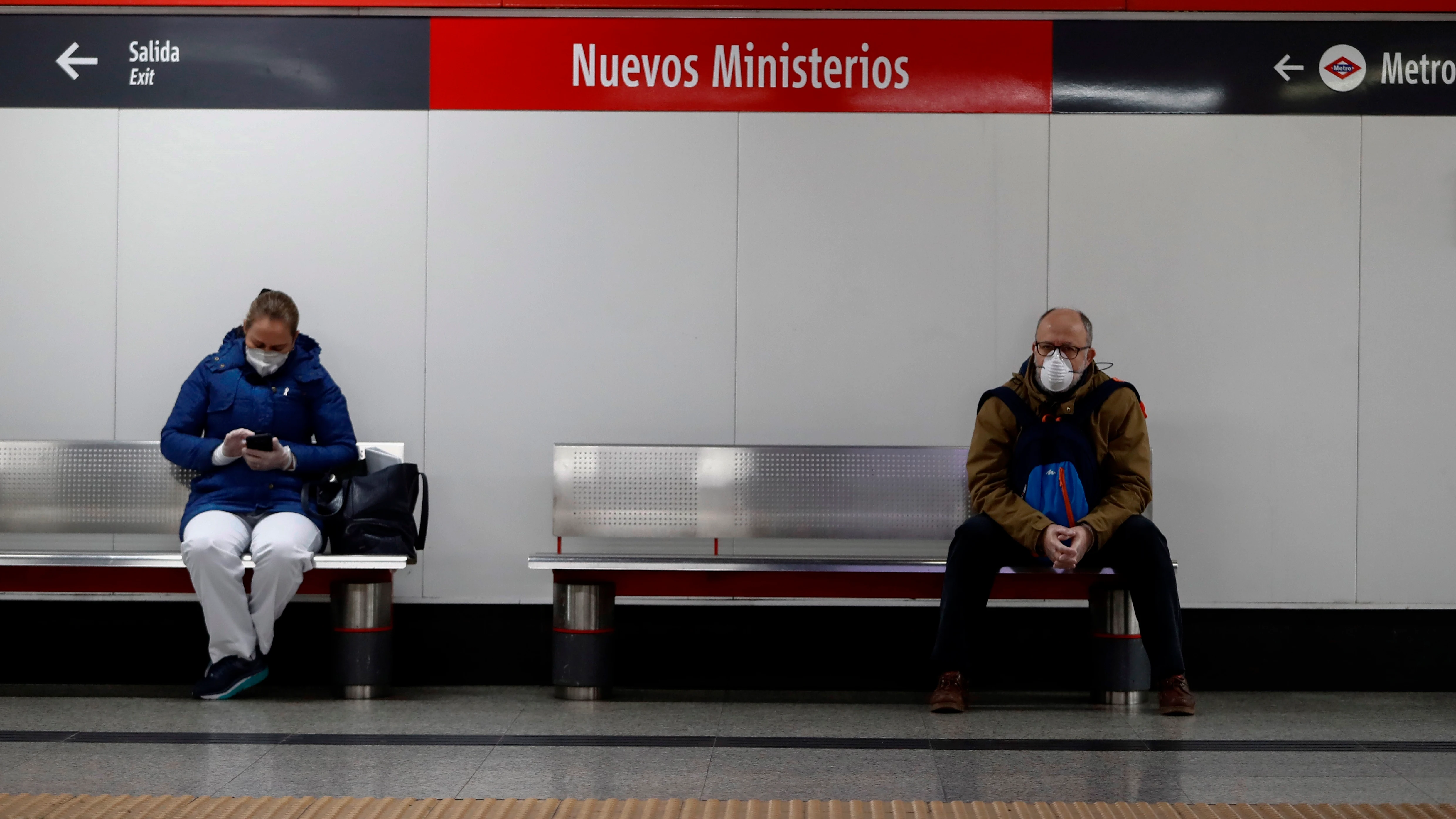 La estación de Nuevos Ministerios, en Madrid, en plena crisis por el coronavirus