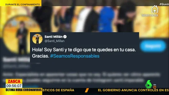 El dardo de Santi Millán a un simpatizante de Vox que se niega a cumplir la cuarentena por coronavirus El dardo de Santi Millán a un simpatizante de Vox que se niega a cumplir la cuarentena por coronavirus