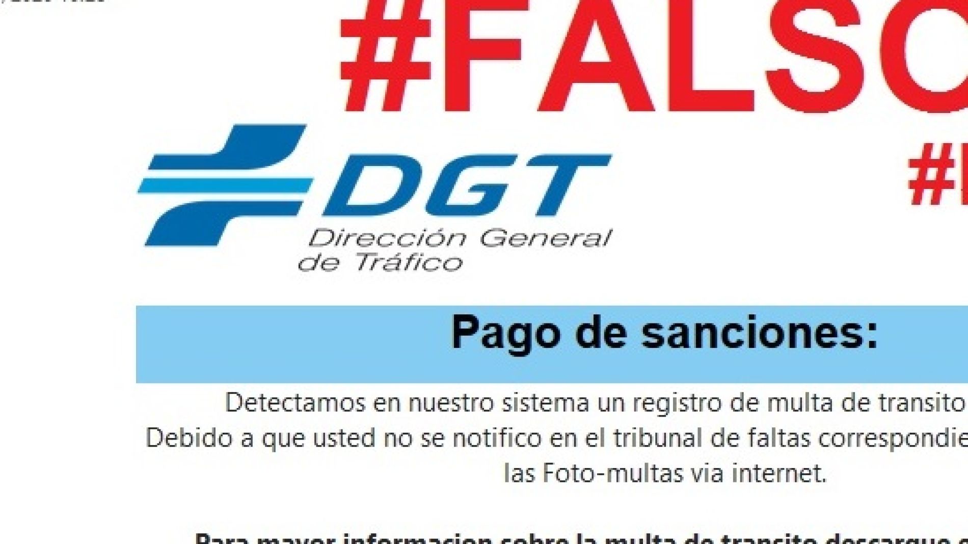 Estafa DGT: mail falso