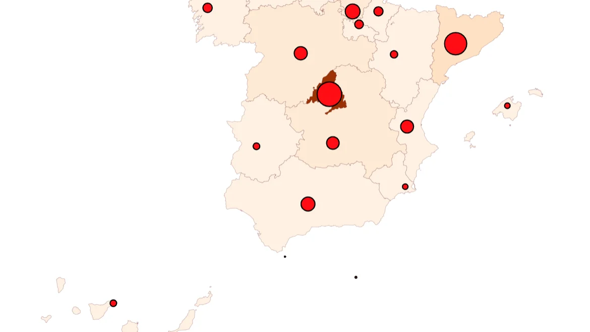 Mapa de coronavirus en España