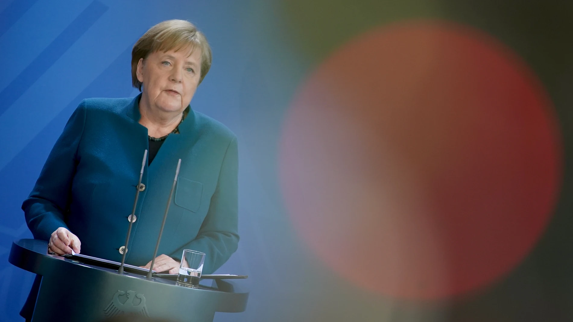 Ángela Merkel, durante una comparecencia