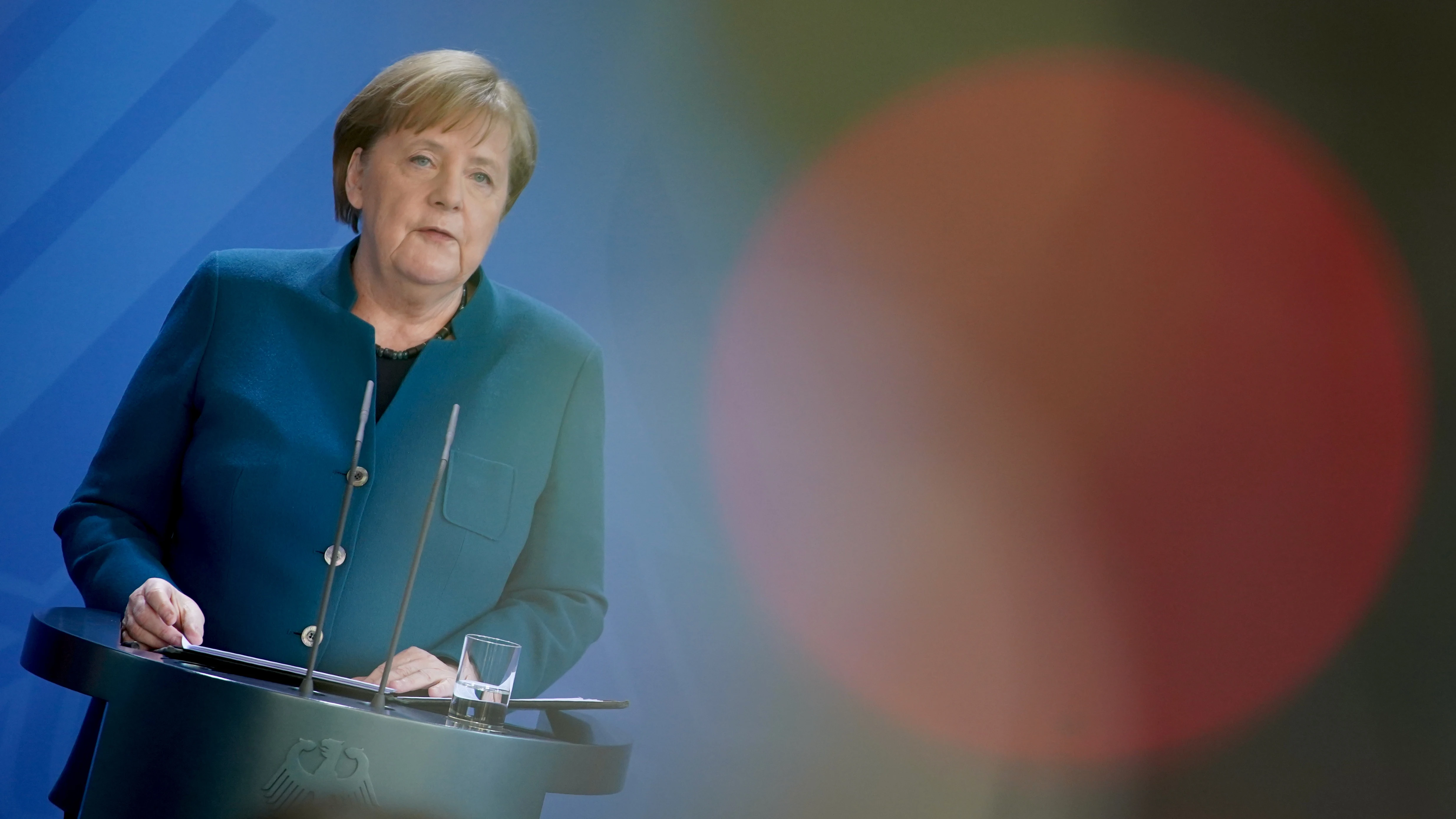 Ángela Merkel, durante una comparecencia