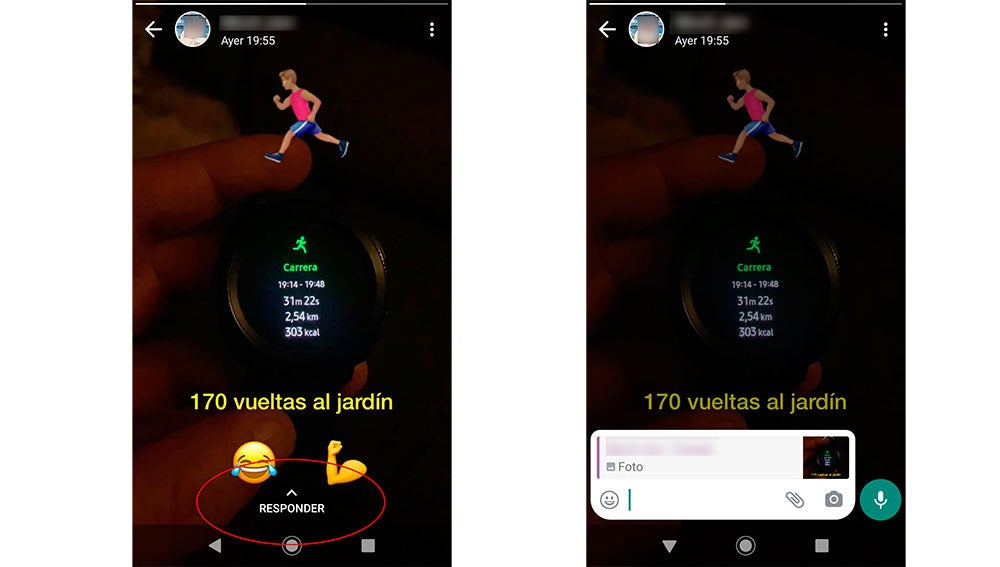 Respondiendo a un estado de WhatsApp