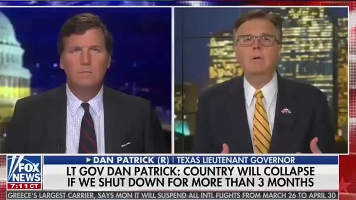 El vicegobernador de Texas, Dan Patrick, durante su entrevista en televisión. El vicegobernador de Texas, Dan Patrick, durante su entrevista en televisión.