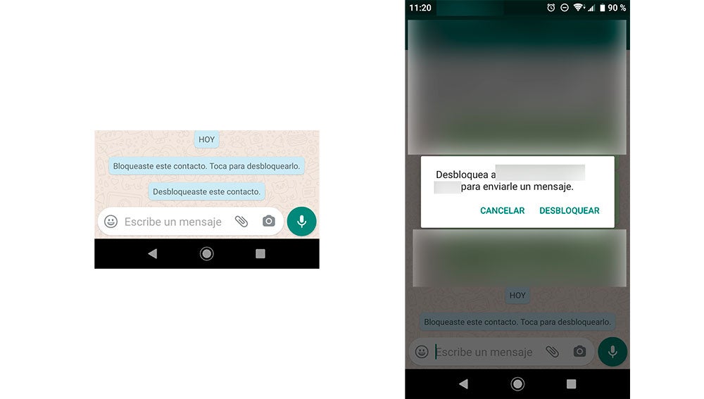 Ahora puedes desbloquear desde el mismo chat