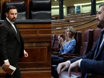 Santiago Abascal y Pablo Casado, críticos con la gestión del Gobierno de la crisis del coronavirus. Santiago Abascal y Pablo Casado, críticos con la gestión del Gobierno de la crisis del coronavirus.
