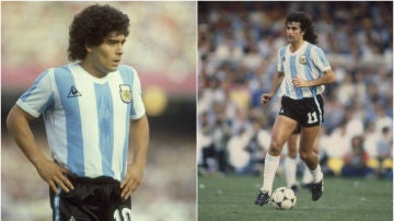 Maradona y Kempes con la selección argentina