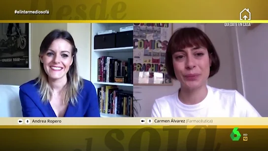 La emoción de una farmacéutica al explicar a Andrea Ropero cómo es su trabajo en tiempos de coronavirus: "Ahora lo valoro" La emoción de una farmacéutica al explicar a Andrea Ropero cómo es su trabajo en tiempos de coronavirus: "Ahora lo valoro"