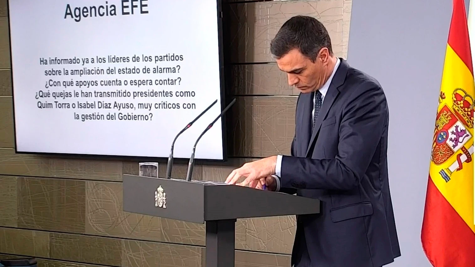 Pedro Sánchez en rueda de prensa