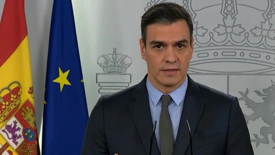 Pedro Sánchez durante su comparecencia desde la Moncloa Pedro Sánchez durante su comparecencia desde la Moncloa