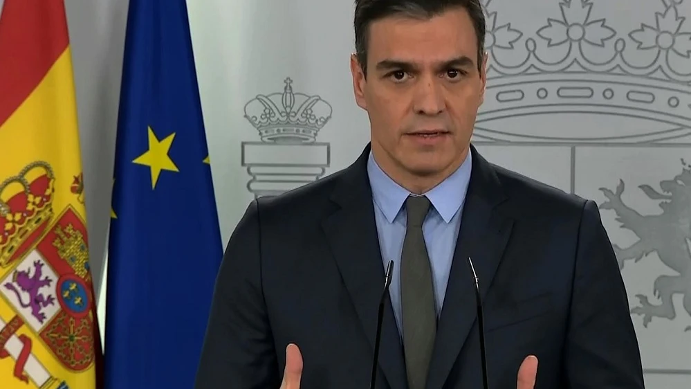 Pedro Sánchez durante su comparecencia desde la Moncloa