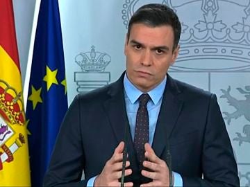 Pedro Sánchez, durante su comparecencia de este sábado Pedro Sánchez, durante su comparecencia de este sábado