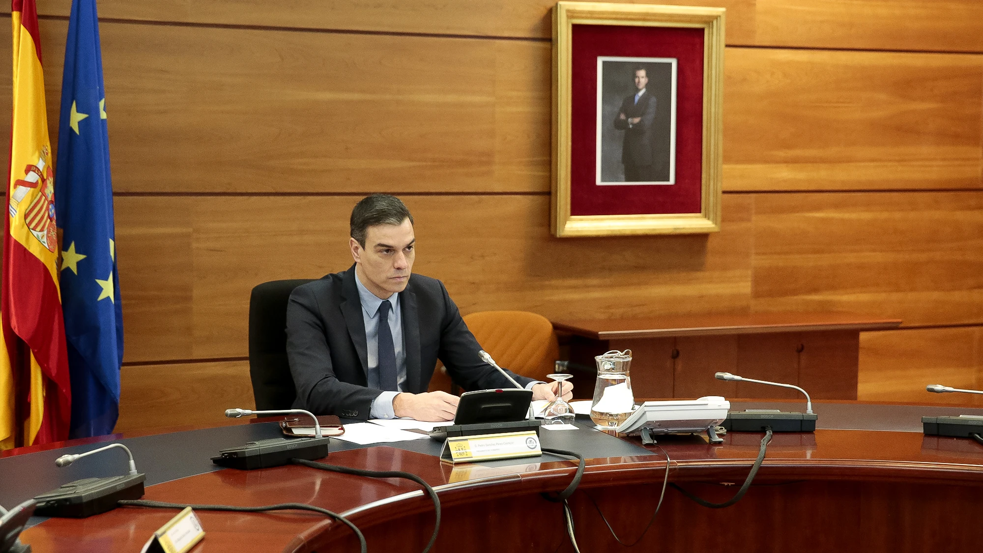 Pedro Sánchez, durante el Consejo de Ministros Extraordinario celebrado este domingo