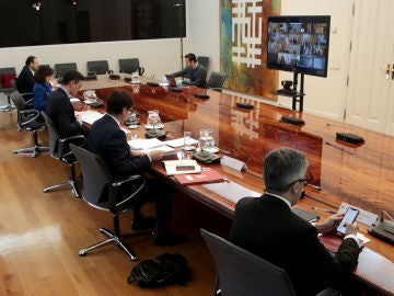 Imagen de la videoconferencia de Pedro Sánchez con los presidentes autonómicos celebrada este domingo Imagen de la videoconferencia de Pedro Sánchez con los presidentes autonómicos celebrada este domingo