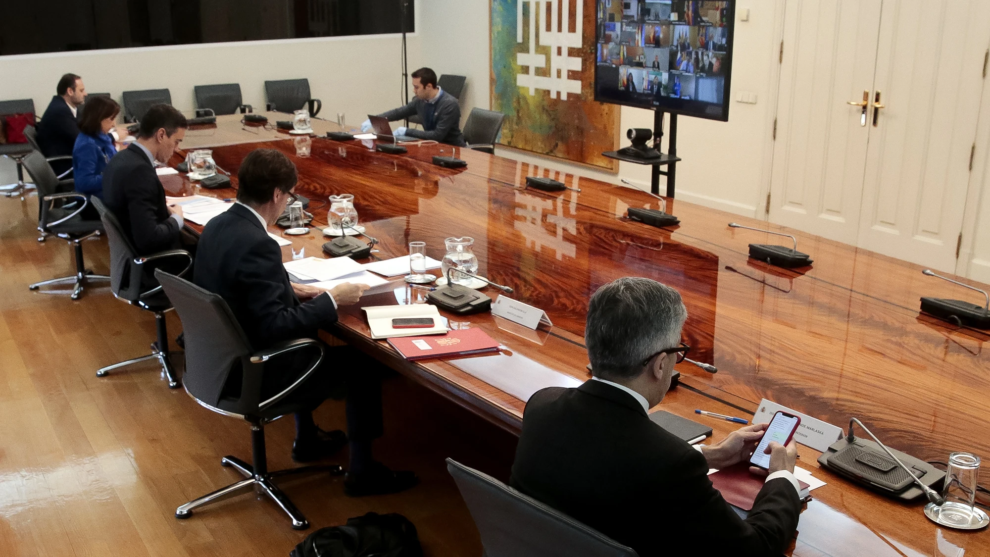 Imagen de la videoconferencia de Pedro Sánchez con los presidentes autonómicos celebrada este domingo