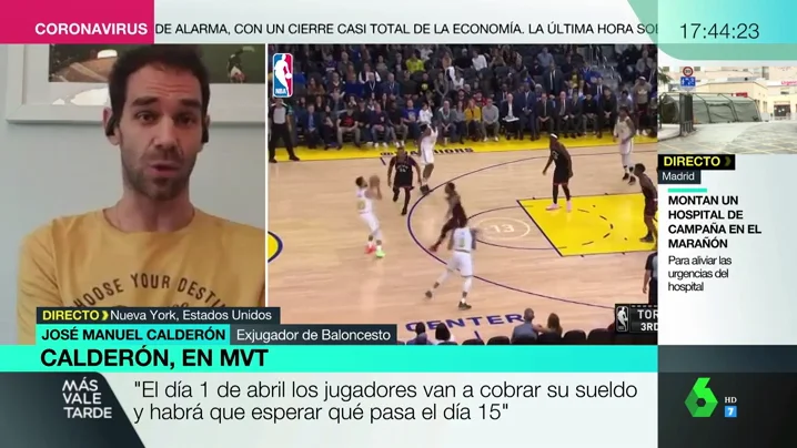 Calderón, exjugador de la NBA: "Muchos equipos han donado dinero para que los empleados de los pabellones cobren su sueldo"