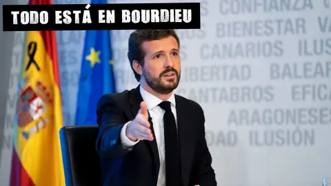 Pablo Casado, durante una rueda de prensa El Muro