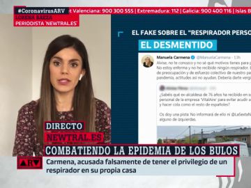 El tuit que afirma que Manuela Carmena ha recibido un respirador personal en su casa es falso El tuit que afirma que Manuela Carmena ha recibido un respirador personal en su casa es falso