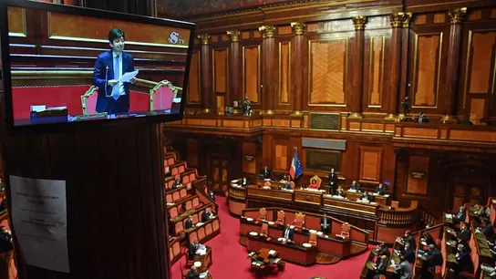 El ministro de Sanidad italiano, Roberto Speranza, interviene en la sesión celebrada este martes en el Senado. El ministro de Sanidad italiano, Roberto Speranza, interviene en la sesión celebrada este martes en el Senado.