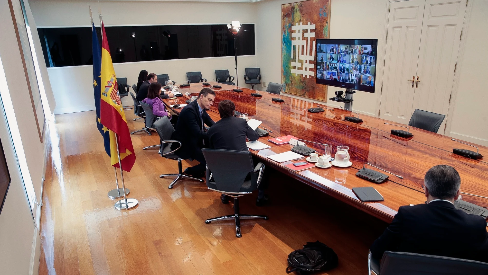 Imagen de la reunión de Sánchez con los presidentes autonómicos de este domingo
