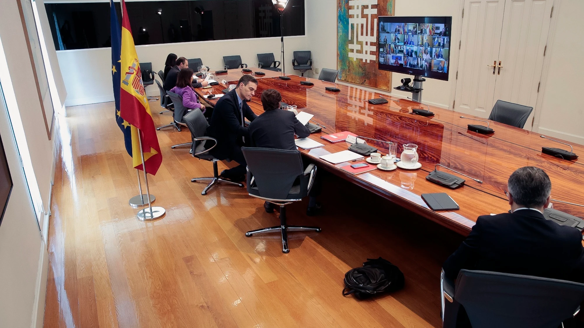 Imagen de la reunión de Sánchez con los presidentes autonómicos de este domingo