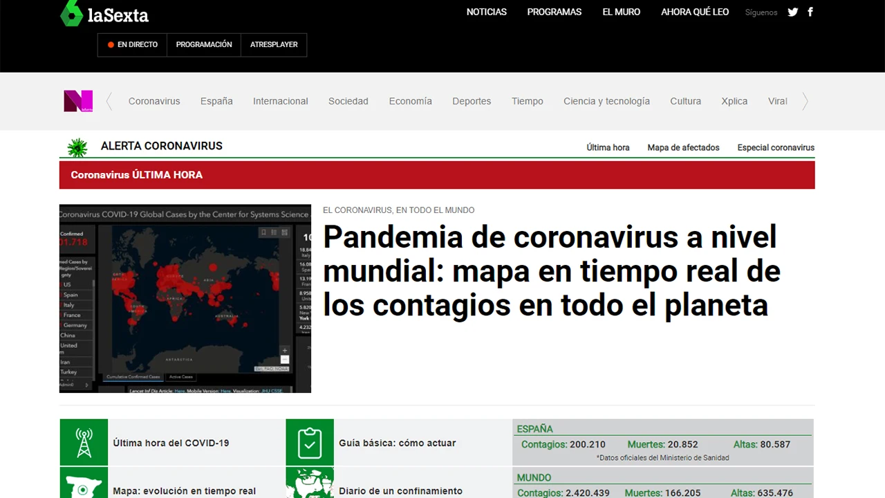 Imagen de la portada del site de laSexta