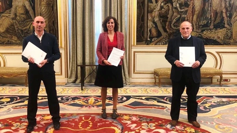 Luis Rubiales, Irene Lozano y Javier Tebas