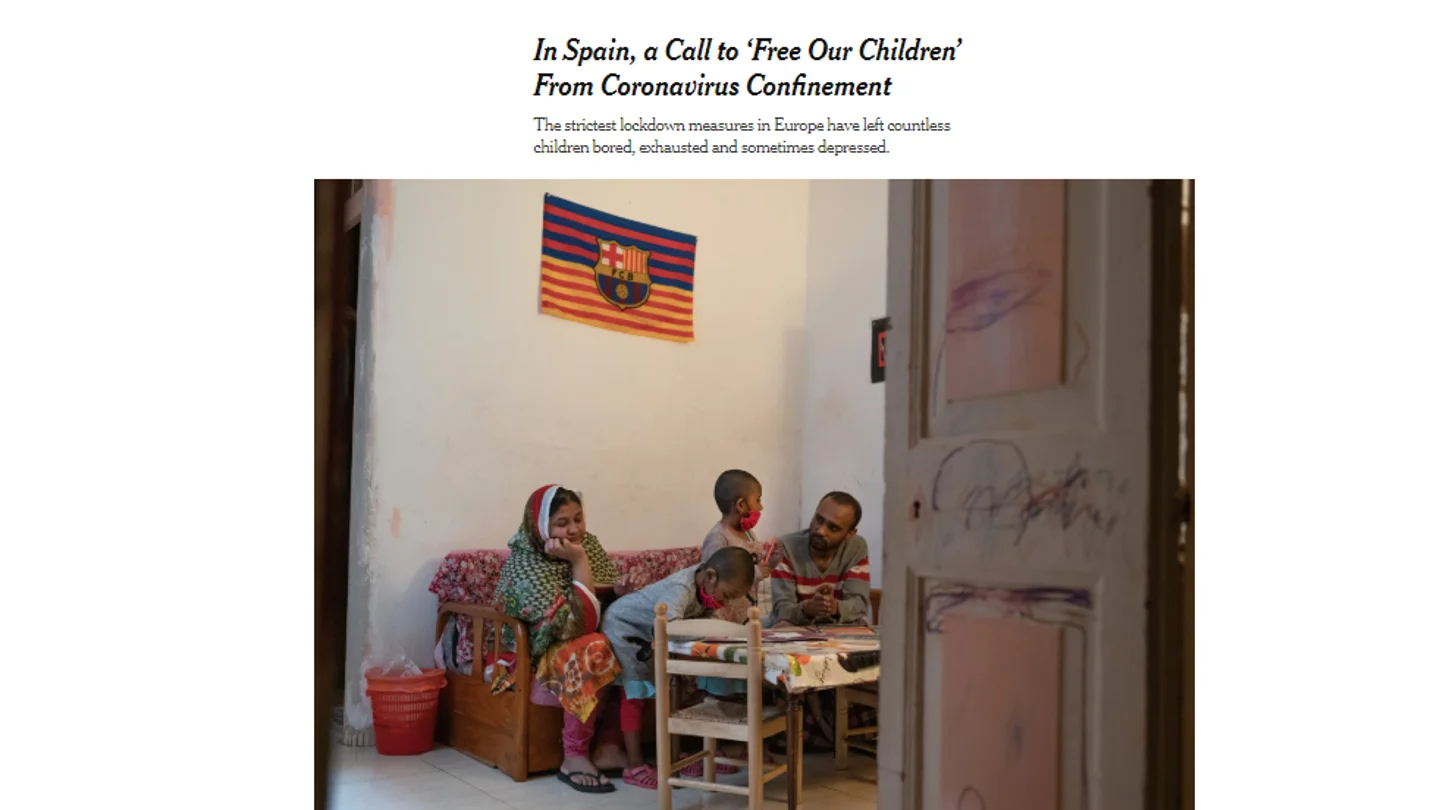 Imagen del New York Times del confinamiento en España Imagen del New York Times del confinamiento en España