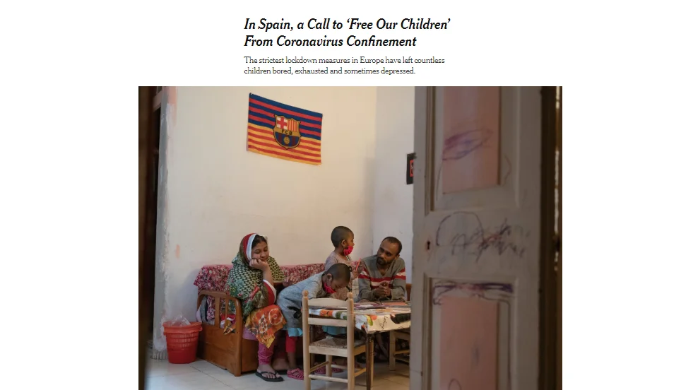 Imagen del New York Times del confinamiento en España