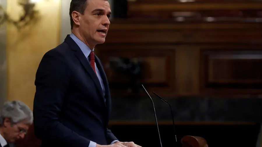 El presidente del Gobierno, Pedro Sánchez, durante su intervención en la sesión de control al ejecutivo celebrada este miércoles en el Congreso.