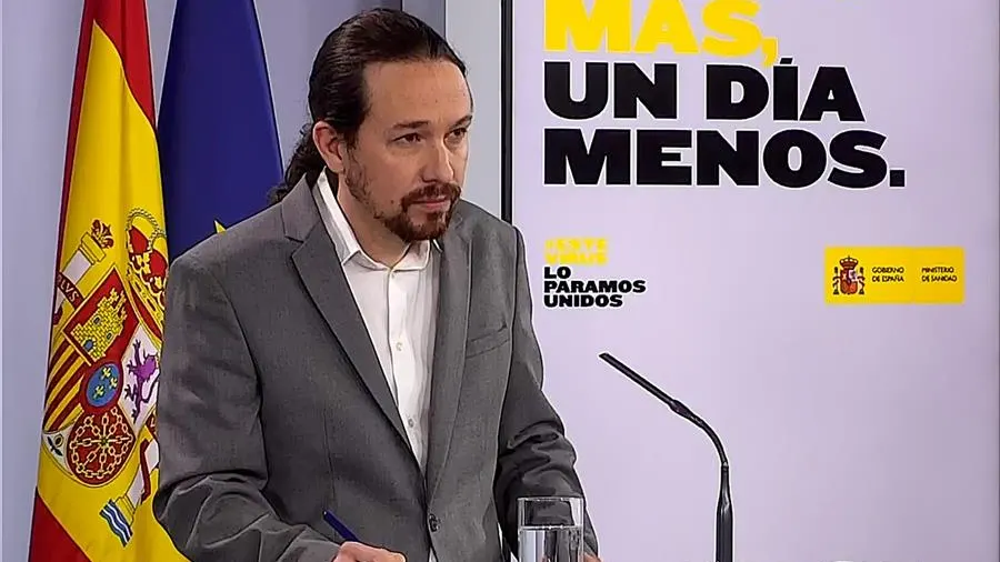 Pablo Iglesias, durante una rueda de prensa en Moncloa