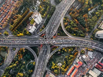 Fotografía aérea de una carretera Fotografía aérea de una carretera