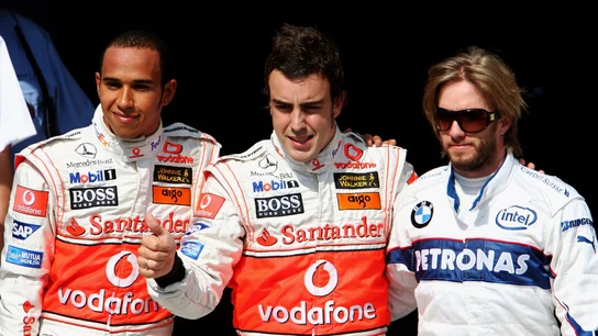 Lewis Hamilton, Fernando Alonso y Nick Heidfeld Lewis Hamilton, Fernando Alonso y Nick Heidfeld