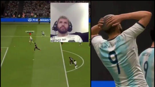 Sergio Ag&uuml;ero, jugando al FIFA 20