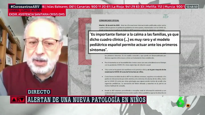 López-Acuña, sobre el shock en niños con COVID: "No entremos en una alarma pensando que va a ocurrir a todos"