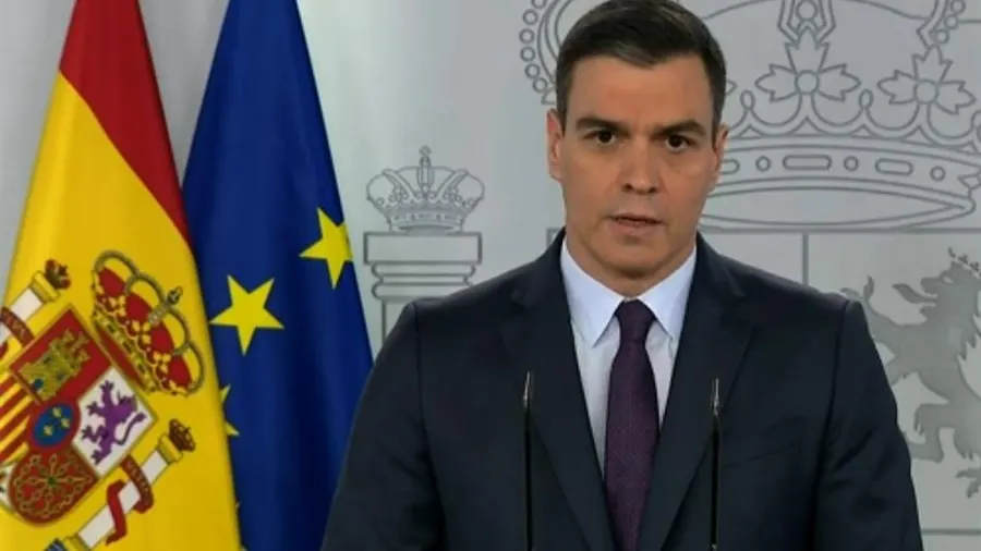 del presidente del gobierno, Pedro Sánchez, durante la rueda de prensa del pasado sábado,