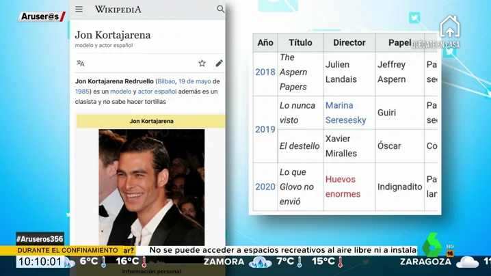 Así han troleado los usuarios de Wikipedia a Jon Kortajarena por su polémica con Glovo: "es un clasista y no sabe hacer tortillas"